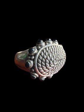 Barse Sterling Silver Black Stone Dome Statement Ring Size 7